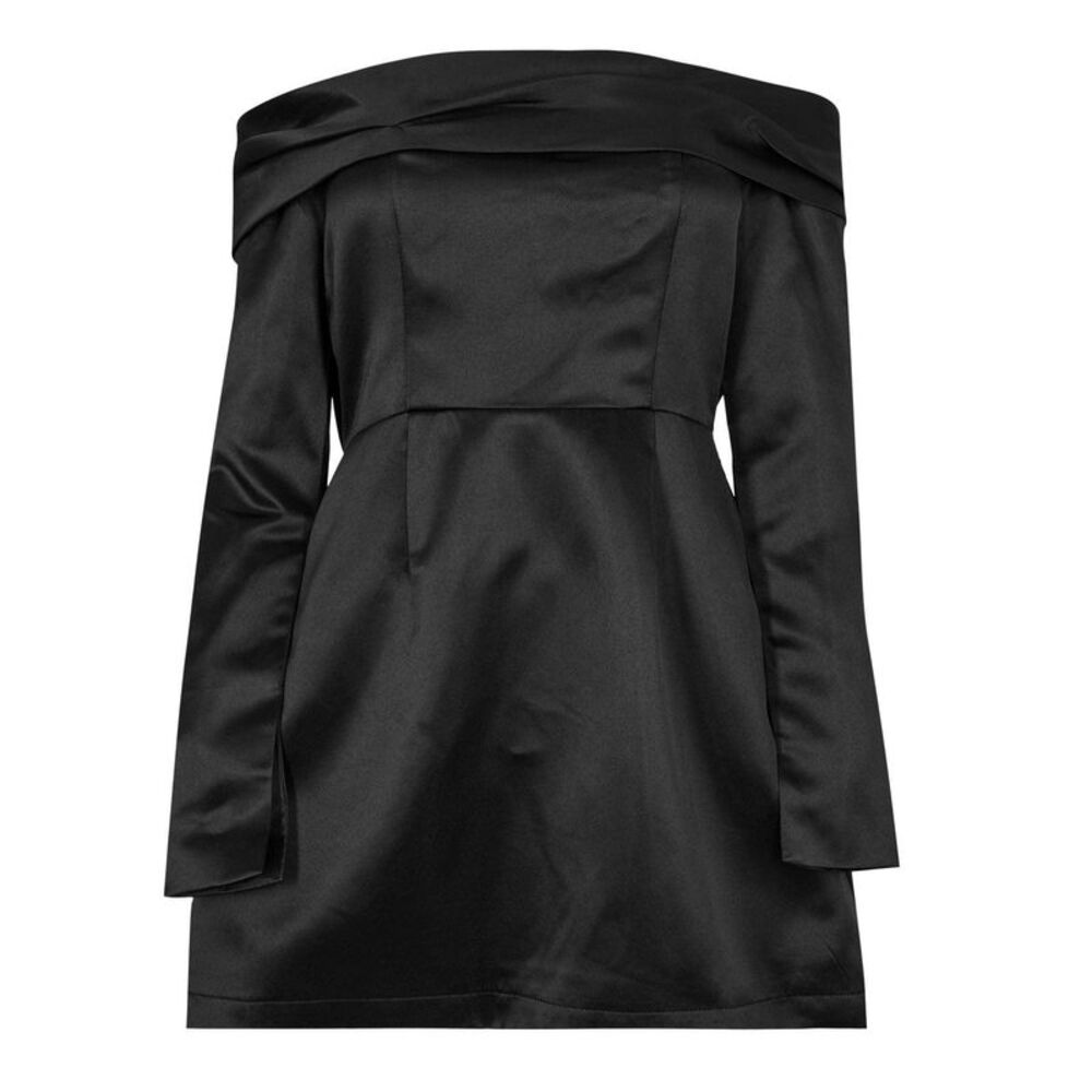 Odd Muse Womens/Ladies Satin Bardot Mini Dress / Black